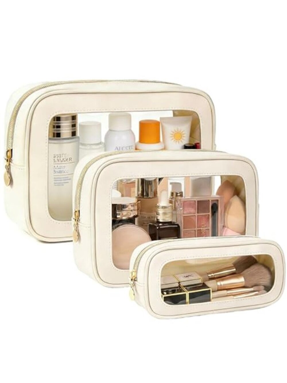 3-Piece Travel Clear Makeup Bag Set, Small Large Clear Cosemetic Bag